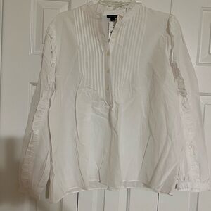 Ann Taylor Ivory Pleated Blouse